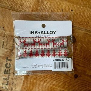 INK+ALLOY Stretch Beaded Bracelet, Lauren Fair Isle Red & White